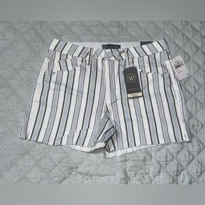Wit & Wisdom 'Ab'Solution Stripe High Waist Raw Hem Shorts